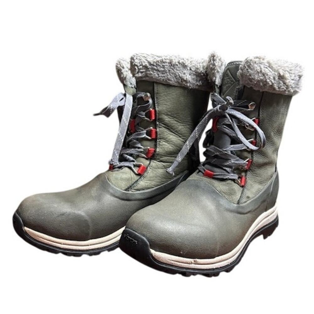 The Original Muck Boots Apres Lace Arctic Green Gray Grip Winter Snow Women's 9